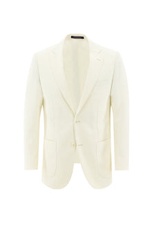 Ekru Regular Fit Yünlü Desenli Ceket