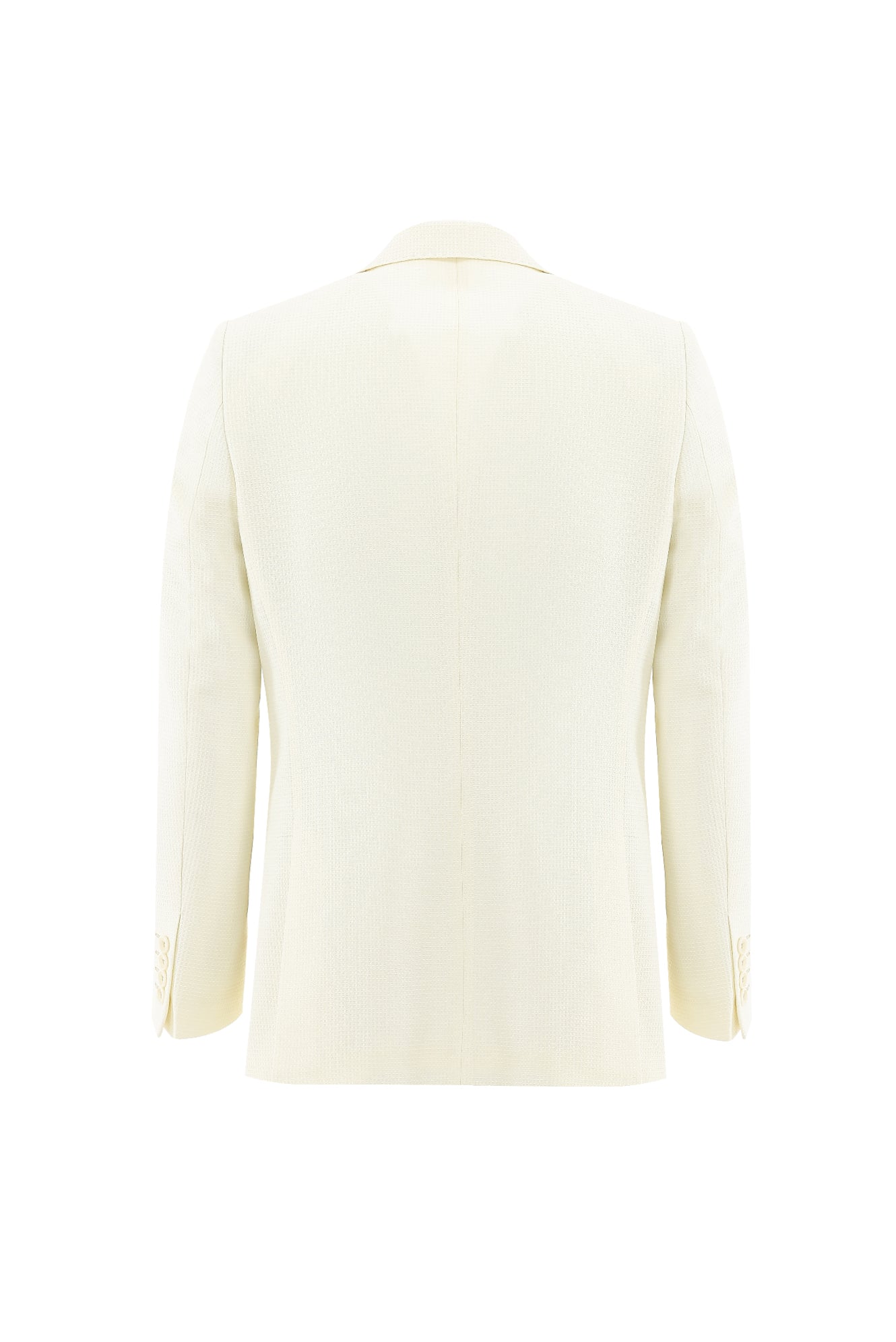 Ekru Regular Fit Yünlü Desenli Ceket