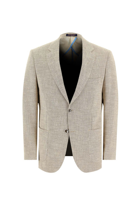 Açık Kahve  Slim Fit Dar Kesim Kuşgözü Spor Ceket