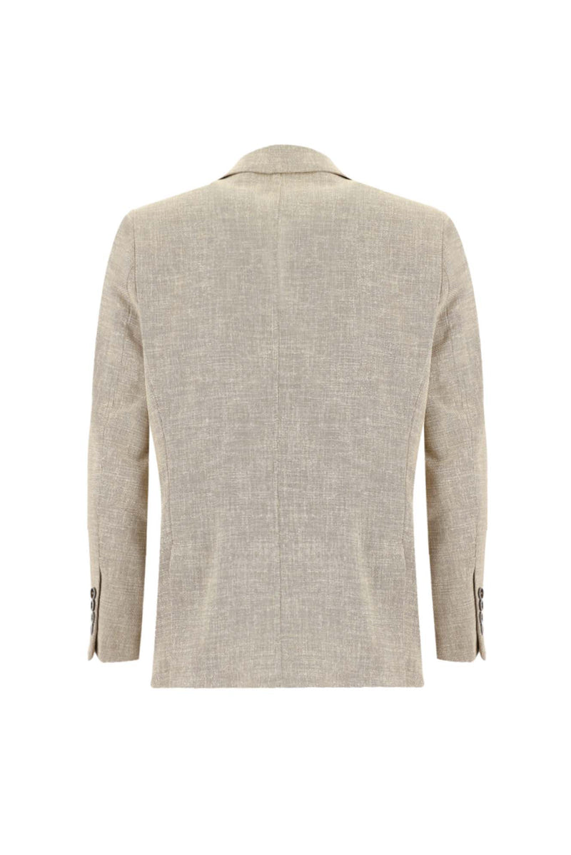 Açık Kahve  Slim Fit Dar Kesim Kuşgözü Spor Ceket