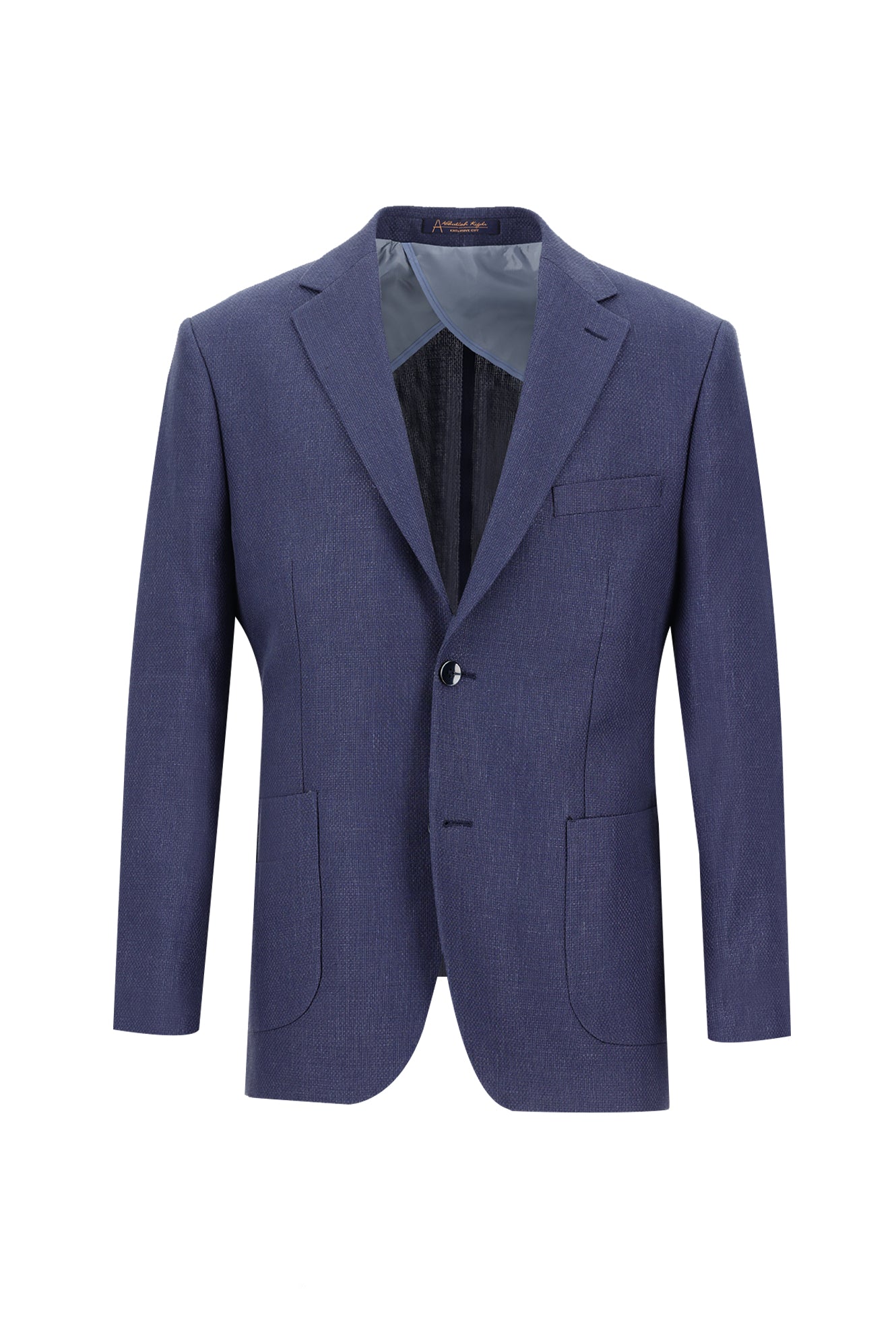 Orta Lacivert 4 Drop Relaxed Fit Rahat Kesim Ku?gözü Keten Ceket-Abdullah Ki??l?