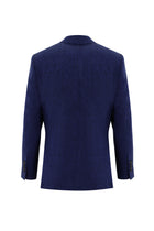 Saks Mavi Regular Fit Desenli Keten Ceket