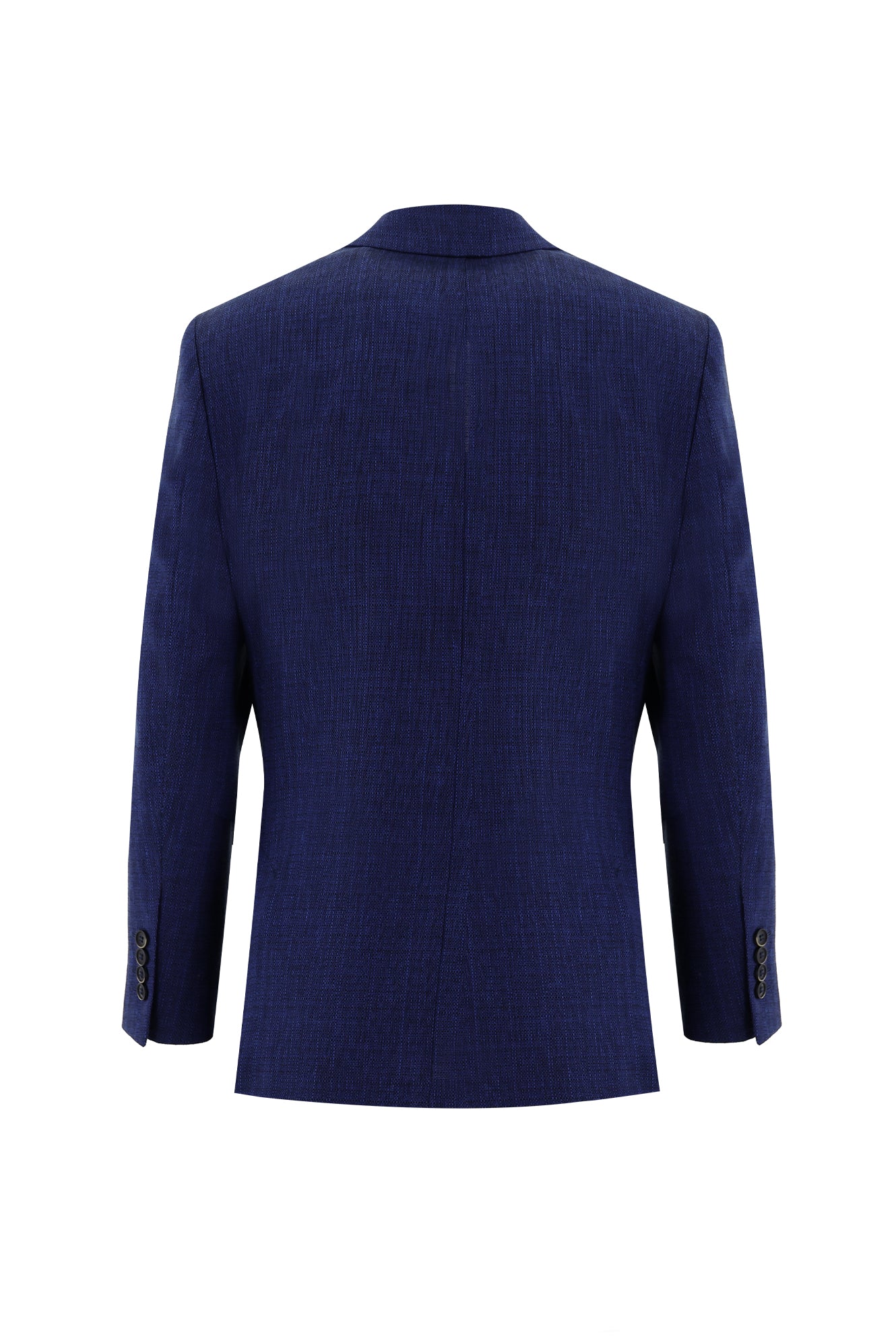 Saks Mavi Relaxed Fit Rahat Kesim Desenli Keten Ceket