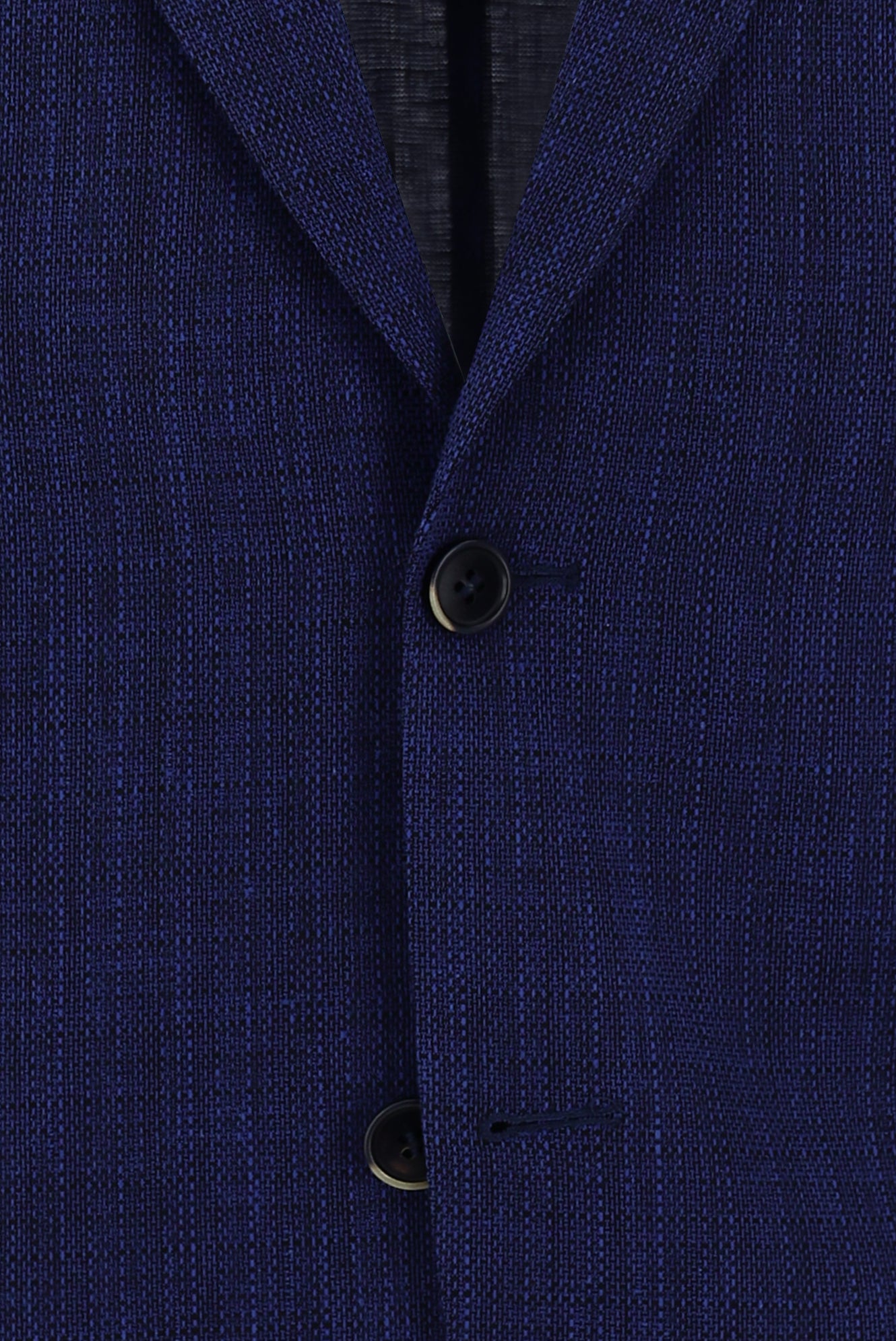 Saks Mavi Relaxed Fit Rahat Kesim Desenli Keten Ceket