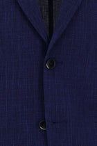 Saks Mavi Relaxed Fit Rahat Kesim Desenli Keten Ceket