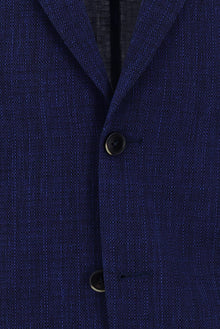 Saks Mavi Relaxed Fit Rahat Kesim Desenli Keten Ceket