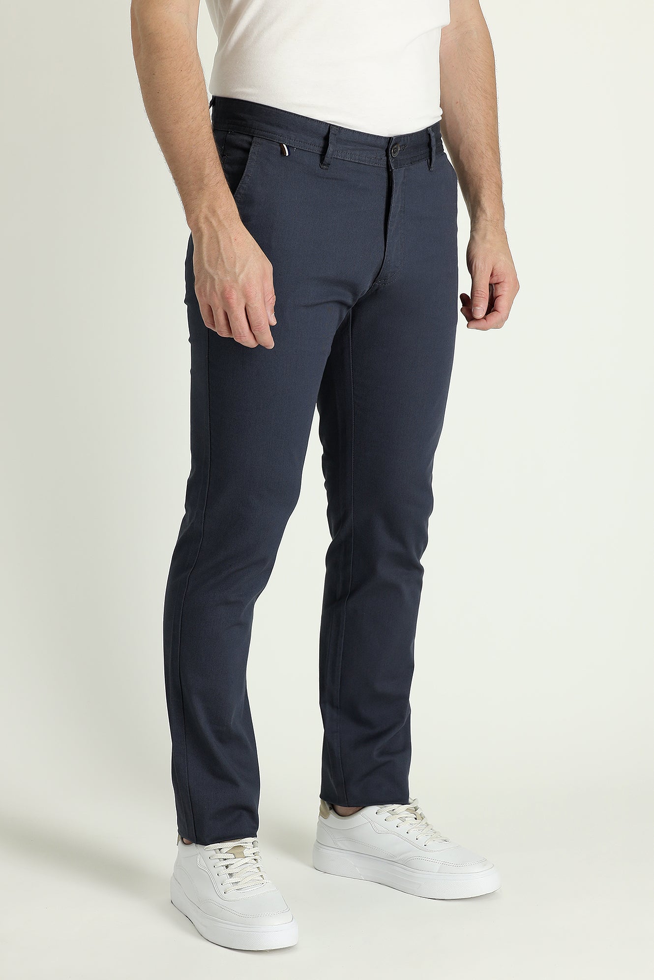 Orta Antrasit Slim Fit Dar Kesim Likralı Kanvas / Chino Pantolon