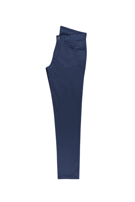 Orta Lacivert Slim Fit Dar Kesim Likral? Kanvas / Chino Pantolon-Abdullah Ki??l?