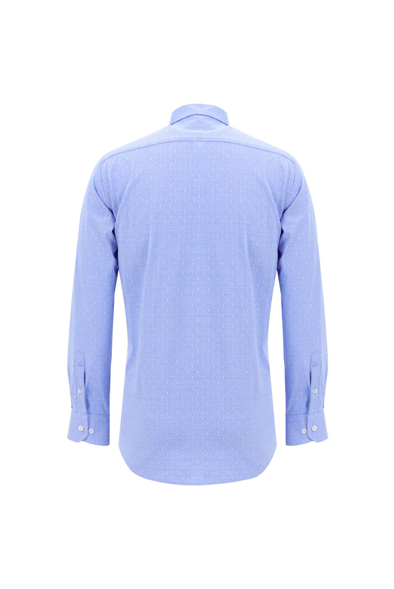 Koyu Lacivert Uzun Kol Slim Fit Dar Kesim Desenli Spor Pamuk Gömlek