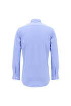 Koyu Lacivert Uzun Kol Slim Fit Dar Kesim Desenli Spor Pamuk Gömlek