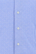 Koyu Lacivert Uzun Kol Slim Fit Dar Kesim Desenli Spor Pamuk Gömlek