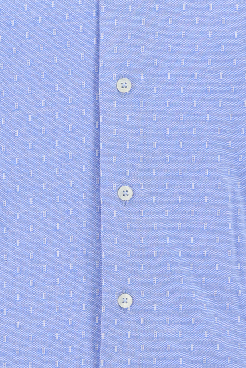 Koyu Lacivert Uzun Kol Slim Fit Dar Kesim Desenli Spor Pamuk Gömlek