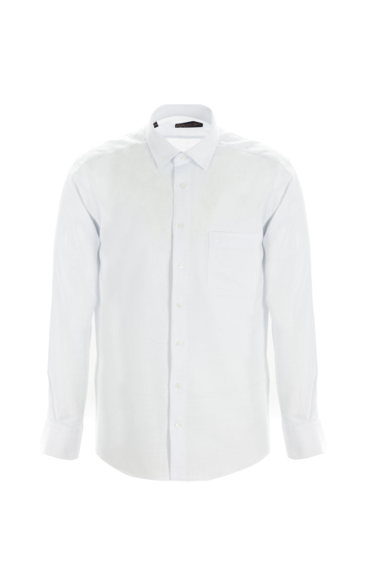 Beyaz Uzun Kol Regular Fit Desenli Pamuk Gömlek