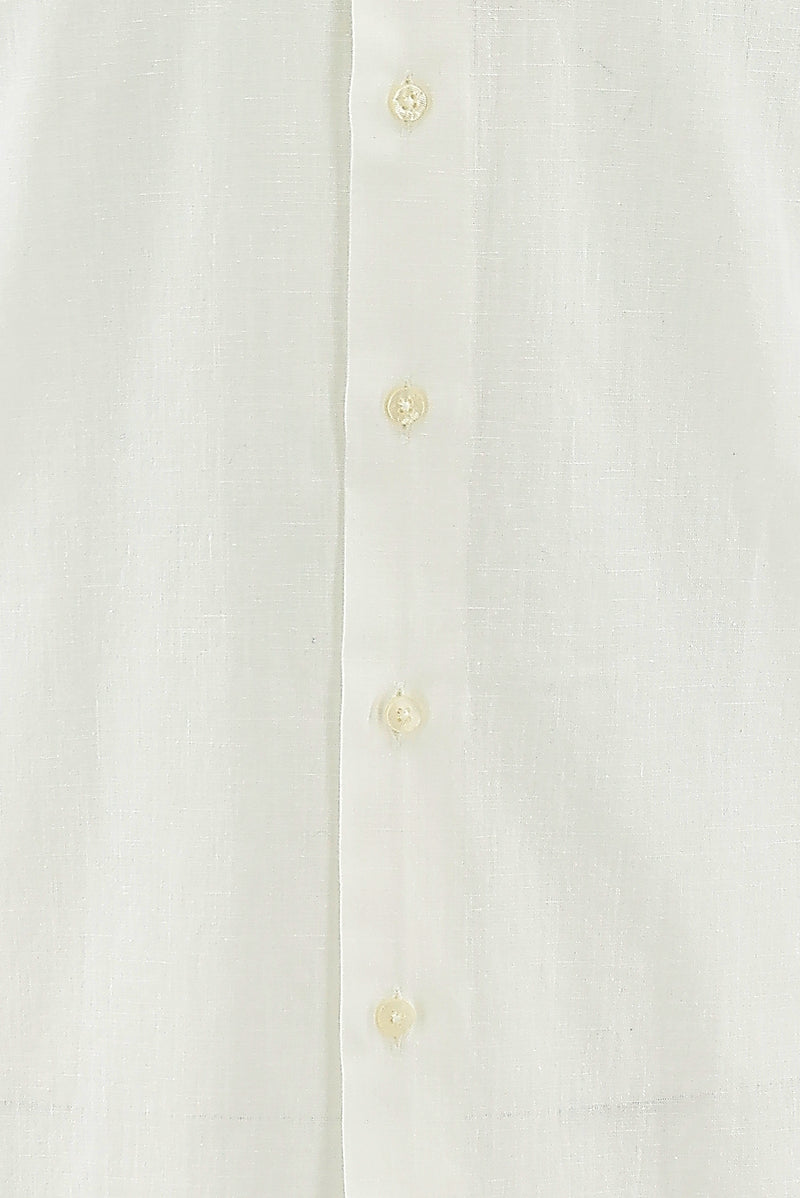 Beyaz Uzun Kol Regular Fit Keten Gömlek