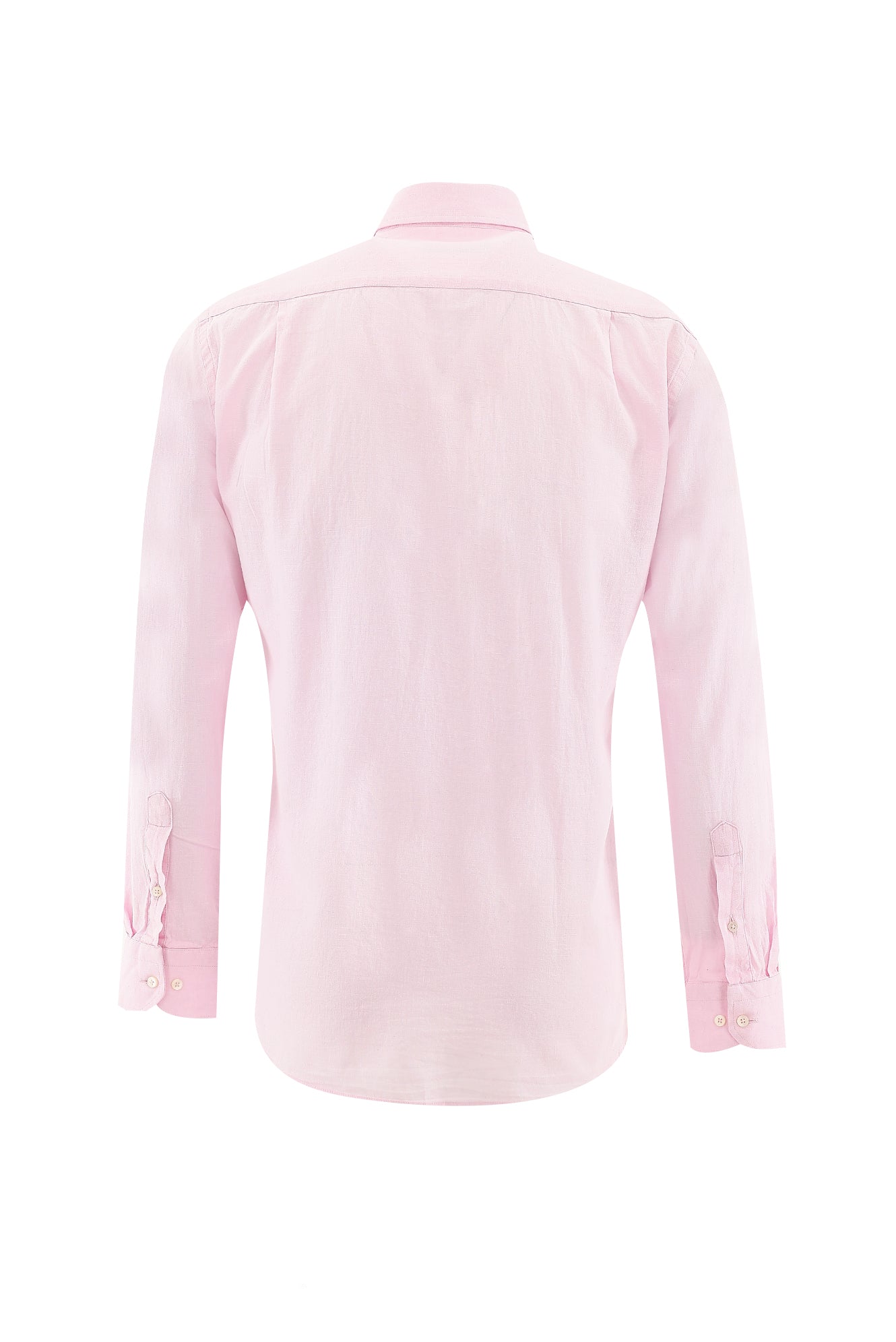 Toz Pembe Uzun Kol Regular Fit Keten Gömlek