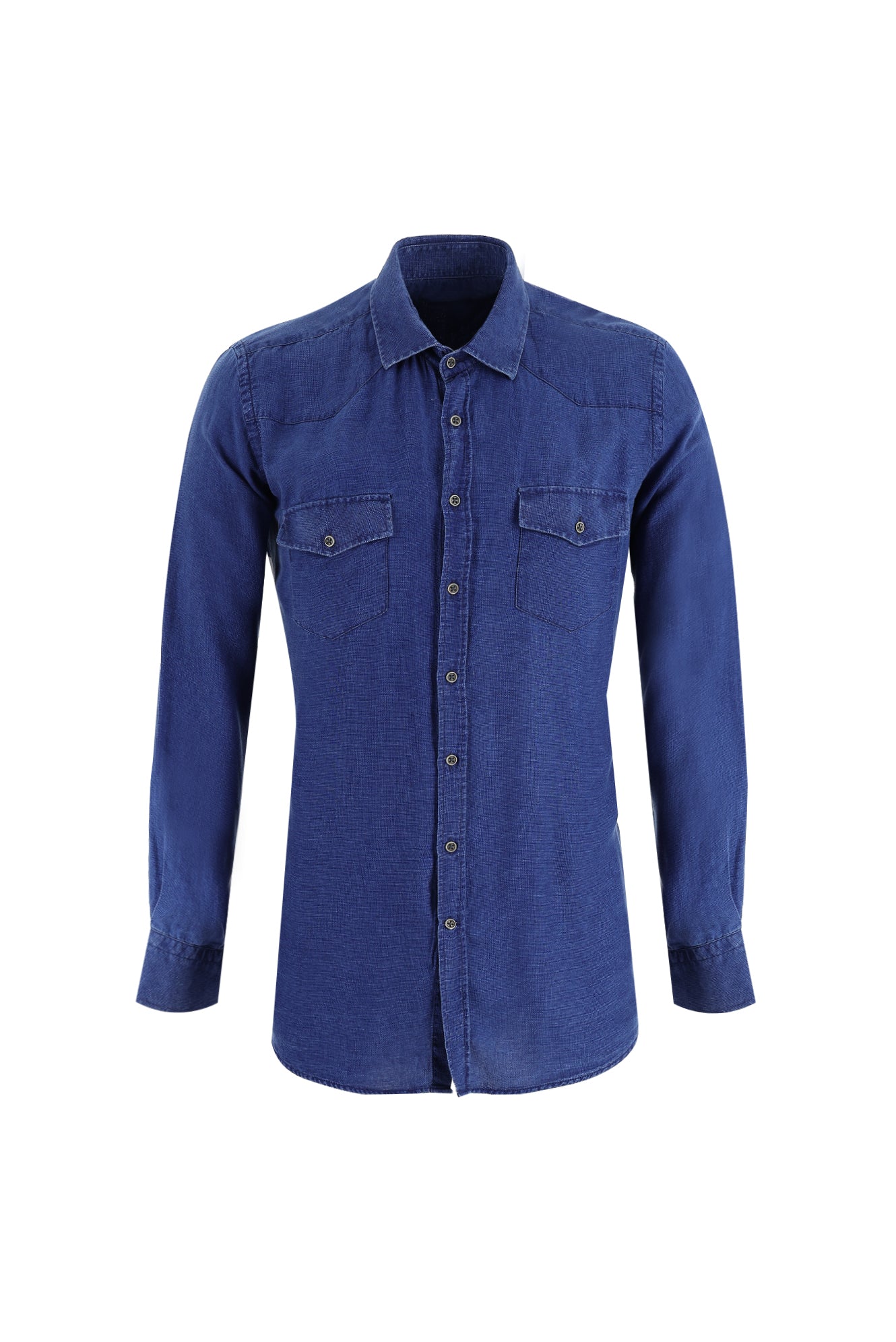 Açık Lacivert Uzun Kol Regular Fit Denim Gömlek