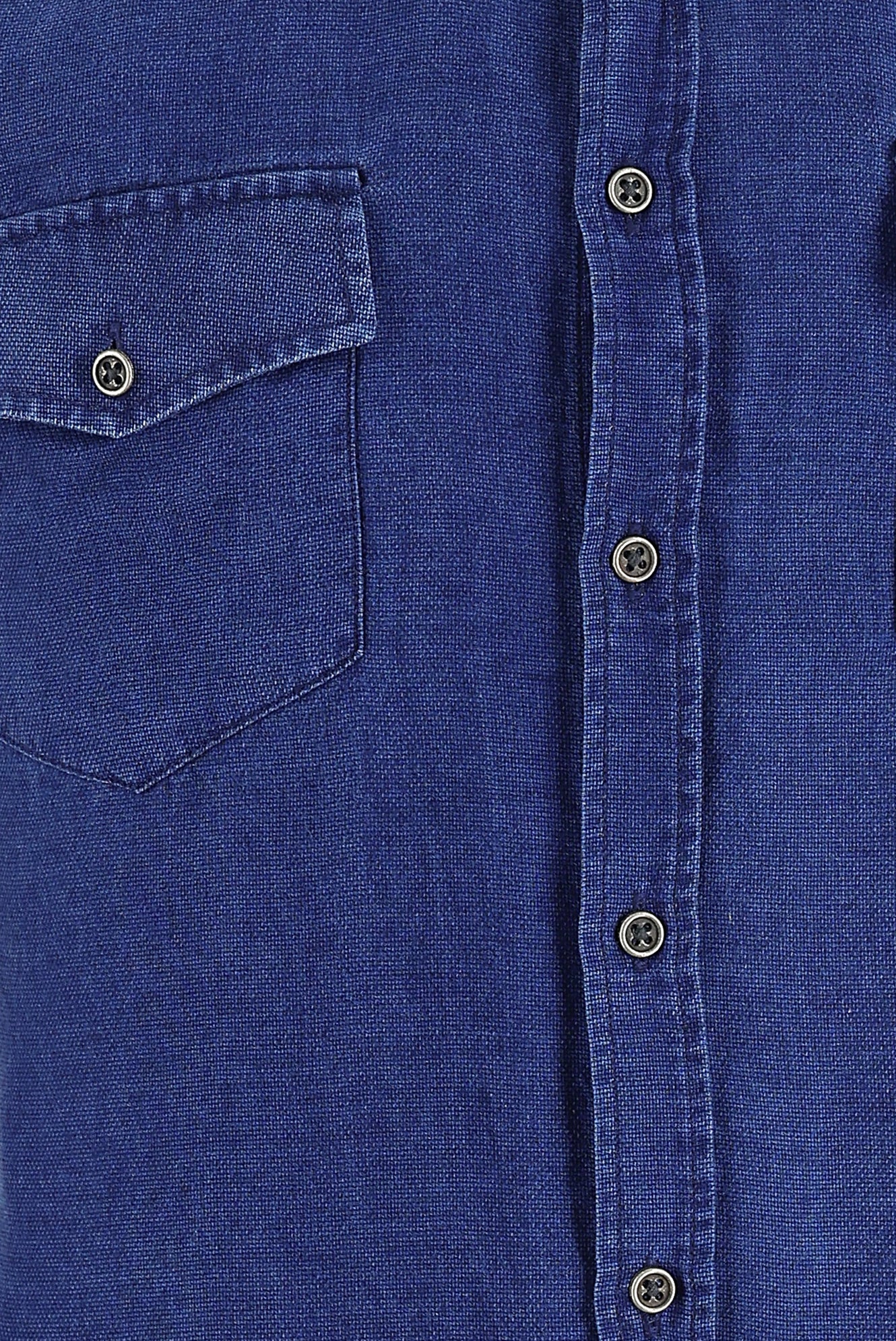 Açık Lacivert Uzun Kol Regular Fit Denim Gömlek