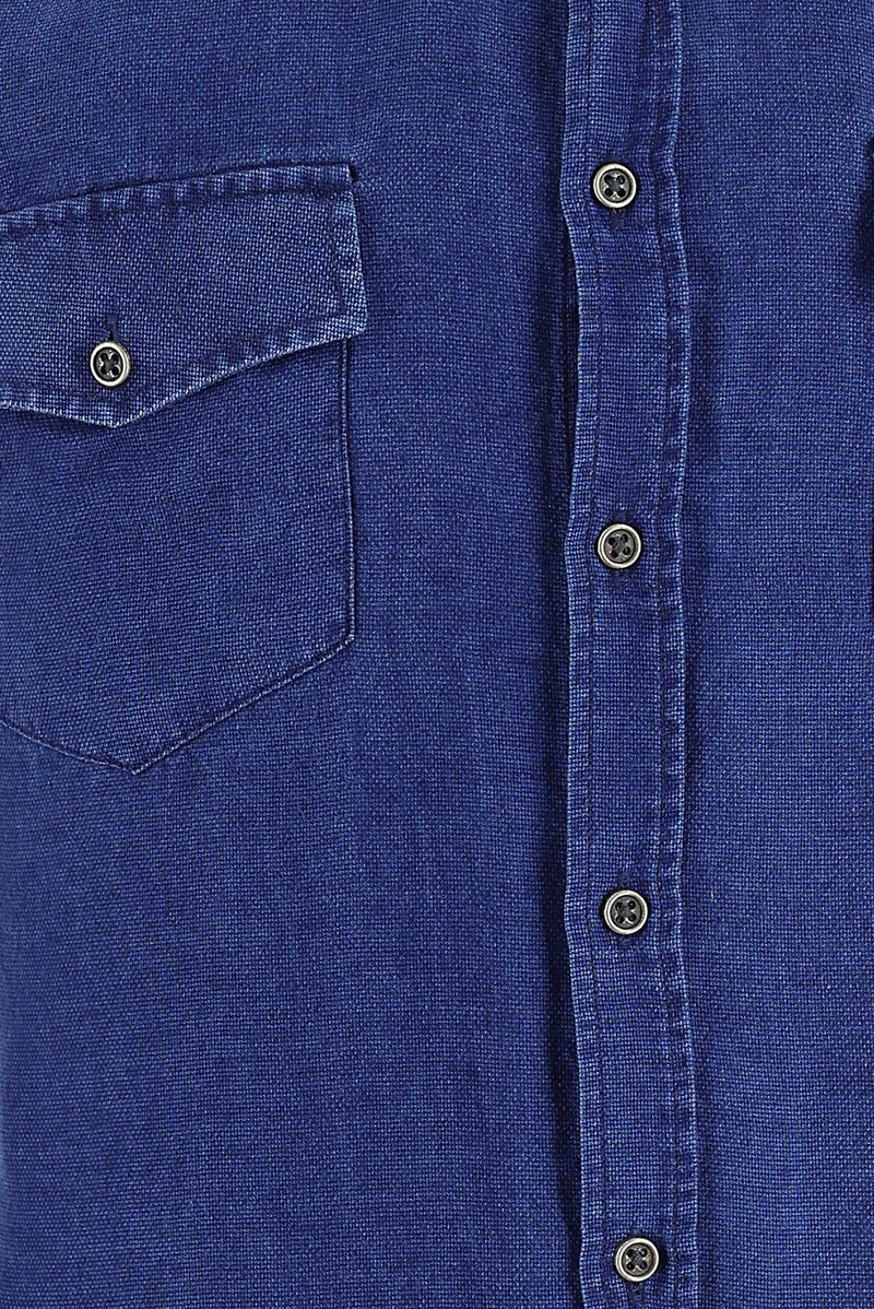Açık Lacivert Uzun Kol Regular Fit Denim Gömlek