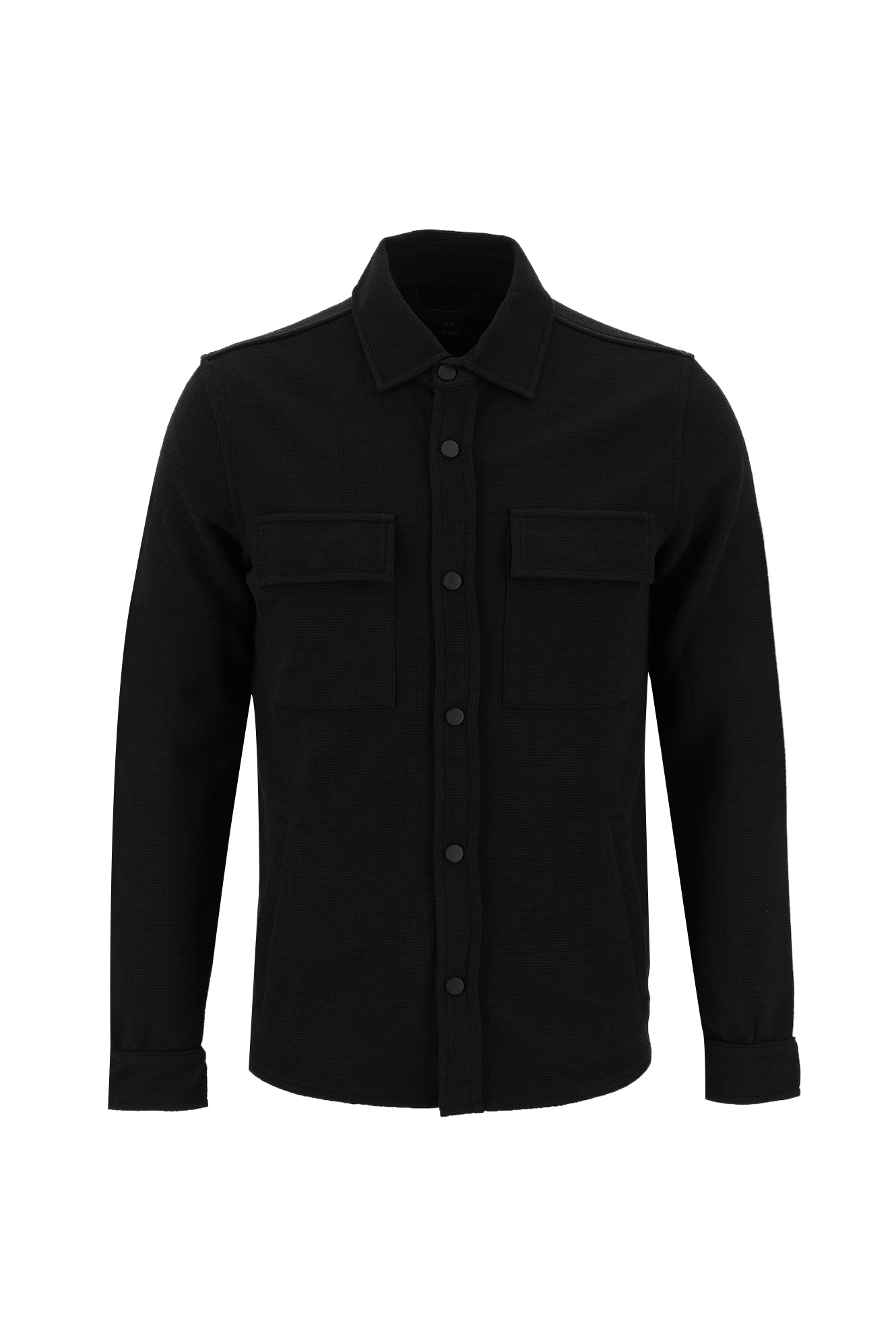 Siyah Slim Fit Dar Kesim Desenli Shacket Gömlek / Mont