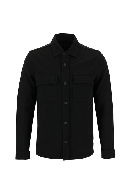 Siyah Slim Fit Dar Kesim Desenli Shacket Gömlek / Mont
