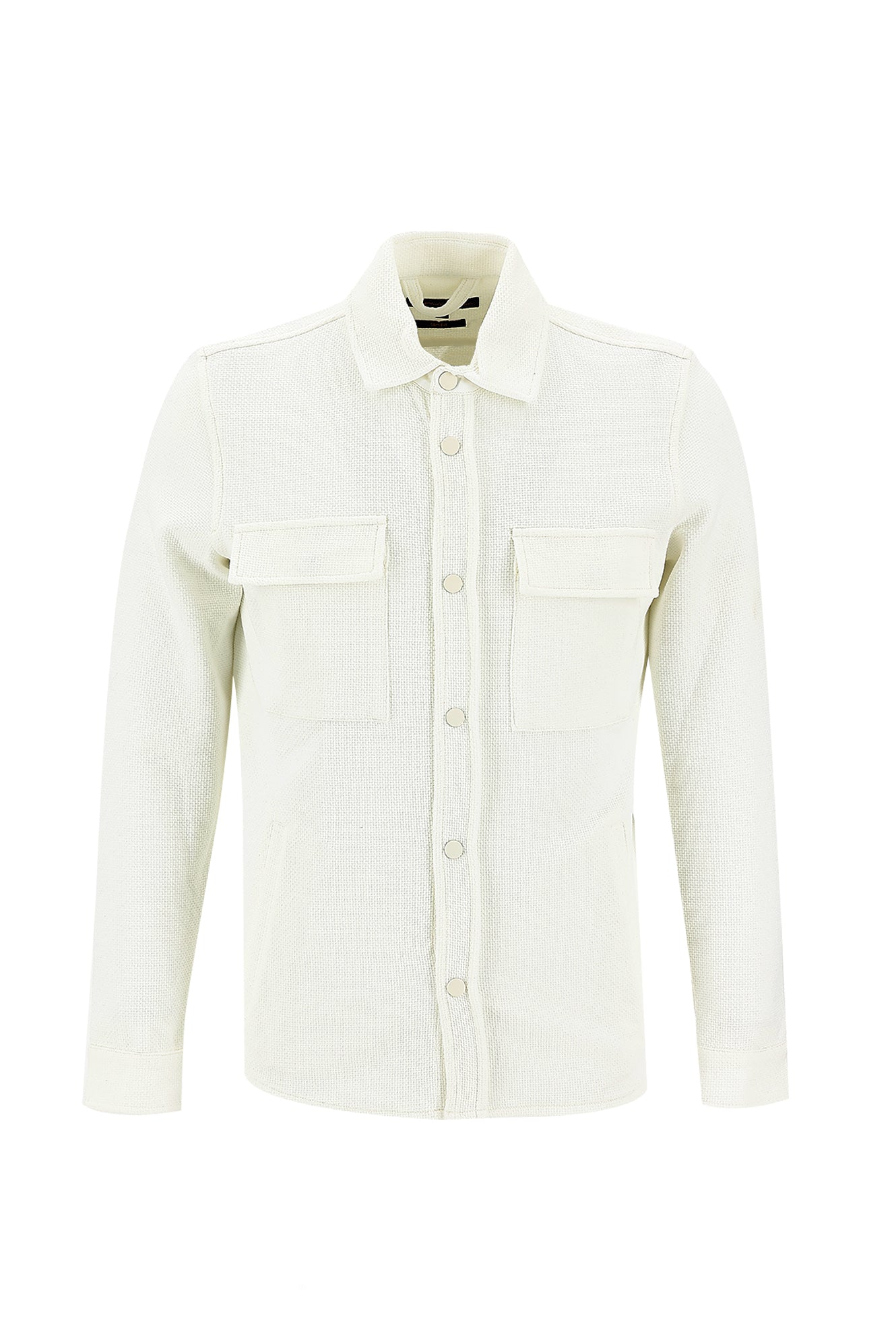 Ekru Slim Fit Dar Kesim Desenli Shacket Gömlek / Mont