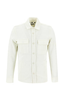 Ekru Slim Fit Dar Kesim Desenli Shacket Gömlek / Mont