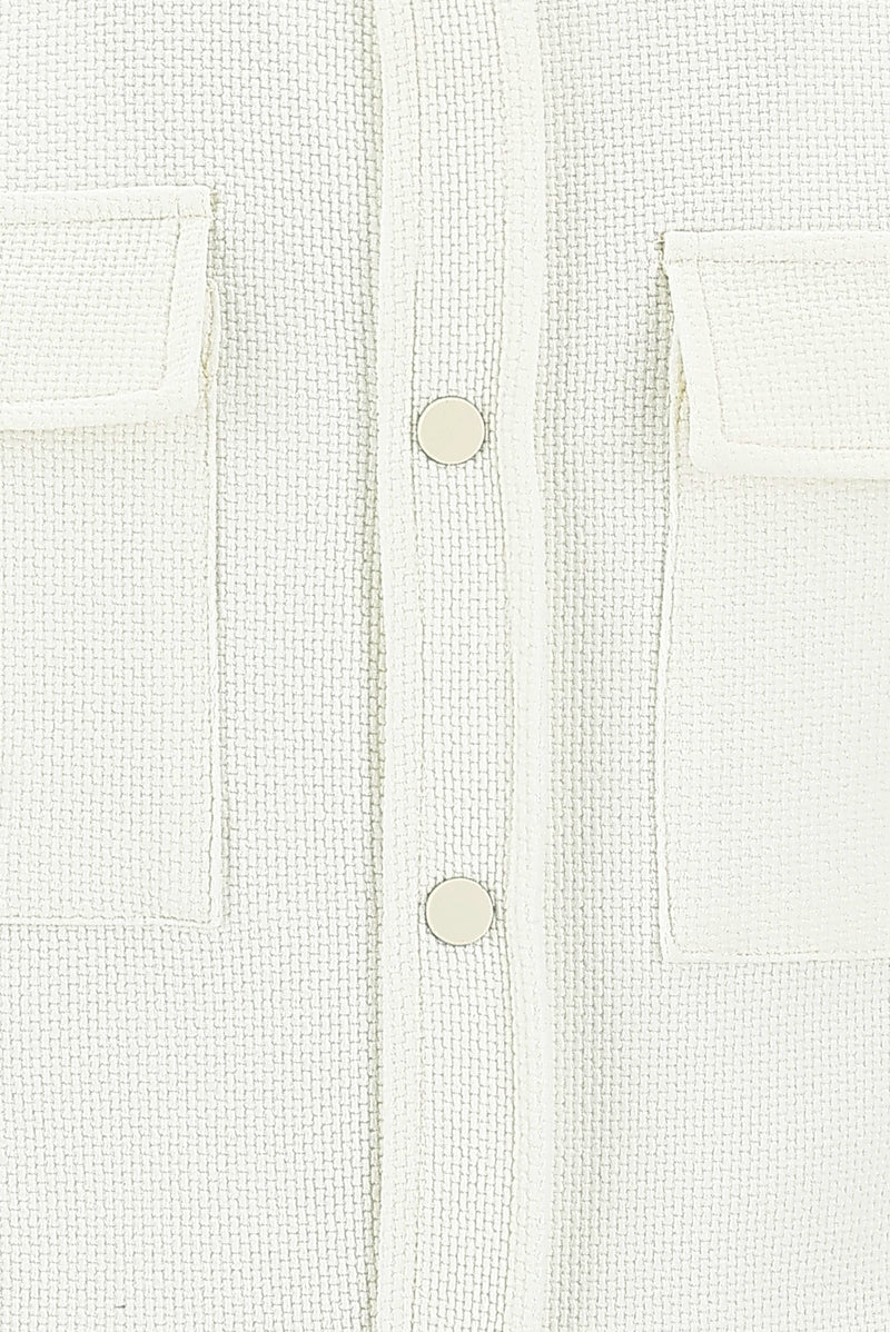 Ekru Slim Fit Dar Kesim Desenli Shacket Gömlek / Mont