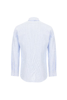 Açık Mavi Uzun Kol Slim Fit Dar Kesim Desenli Pamuk Gömlek