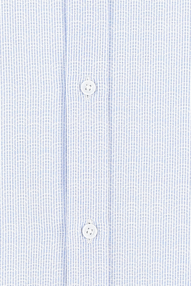 Açık Mavi Uzun Kol Slim Fit Dar Kesim Desenli Pamuk Gömlek