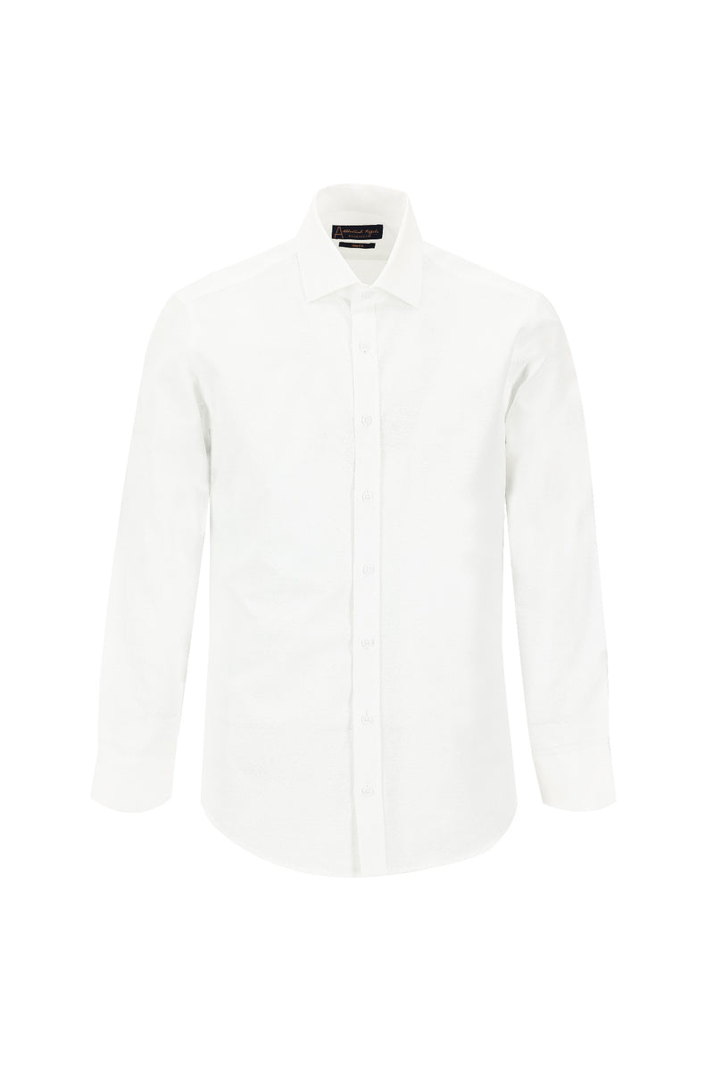 Beyaz Uzun Kol Slim Fit Dar Kesim Desenli Pamuk Gömlek