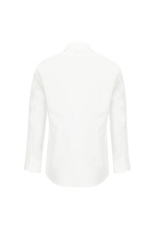 Beyaz Uzun Kol Slim Fit Dar Kesim Desenli Pamuk Gömlek