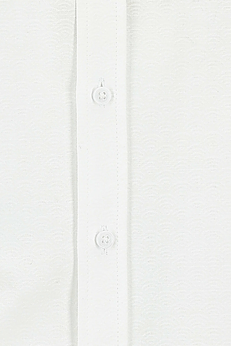 Beyaz Uzun Kol Slim Fit Dar Kesim Desenli Pamuk Gömlek