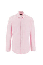 Şeker Pembe Uzun Kol Slim Fit Dar Kesim Desenli Pamuk Gömlek