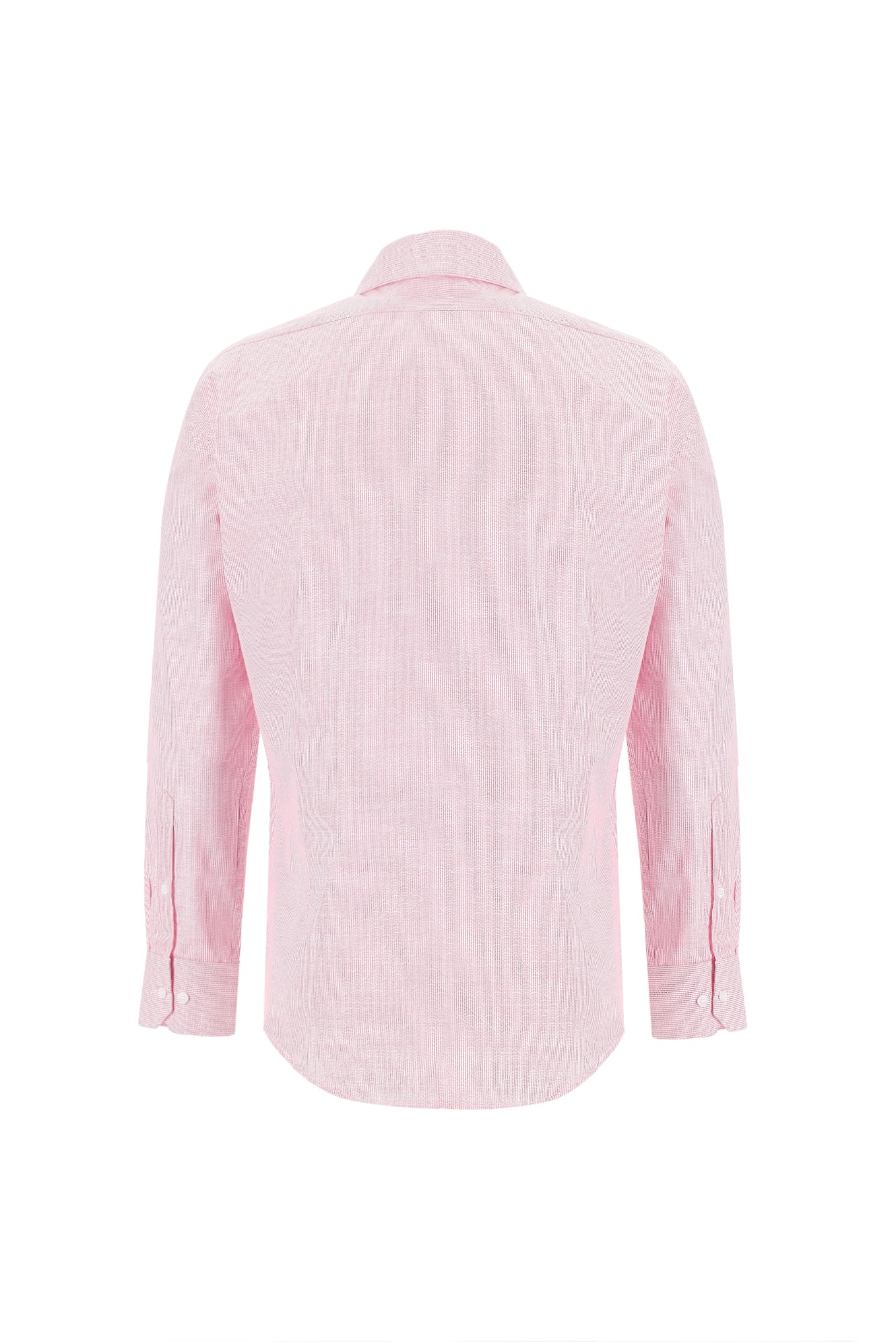 Şeker Pembe Uzun Kol Slim Fit Dar Kesim Desenli Pamuk Gömlek