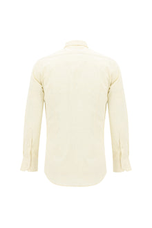 Açık Sarı Uzun Kol Slim Fit Dar Kesim Desenli Pamuk Gömlek