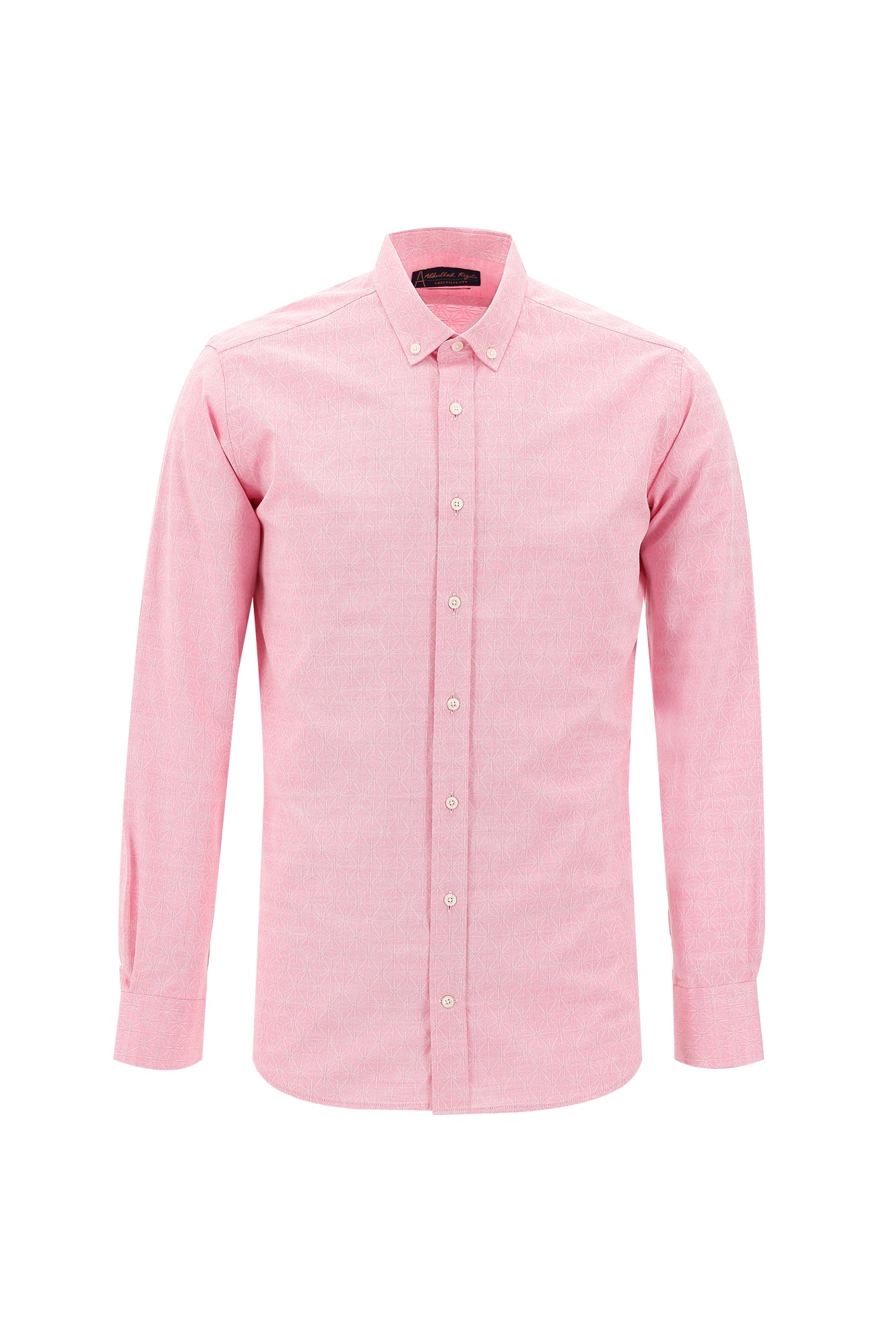 Şeker Pembe Uzun Kol Slim Fit Dar Kesim Desenli Pamuk Gömlek