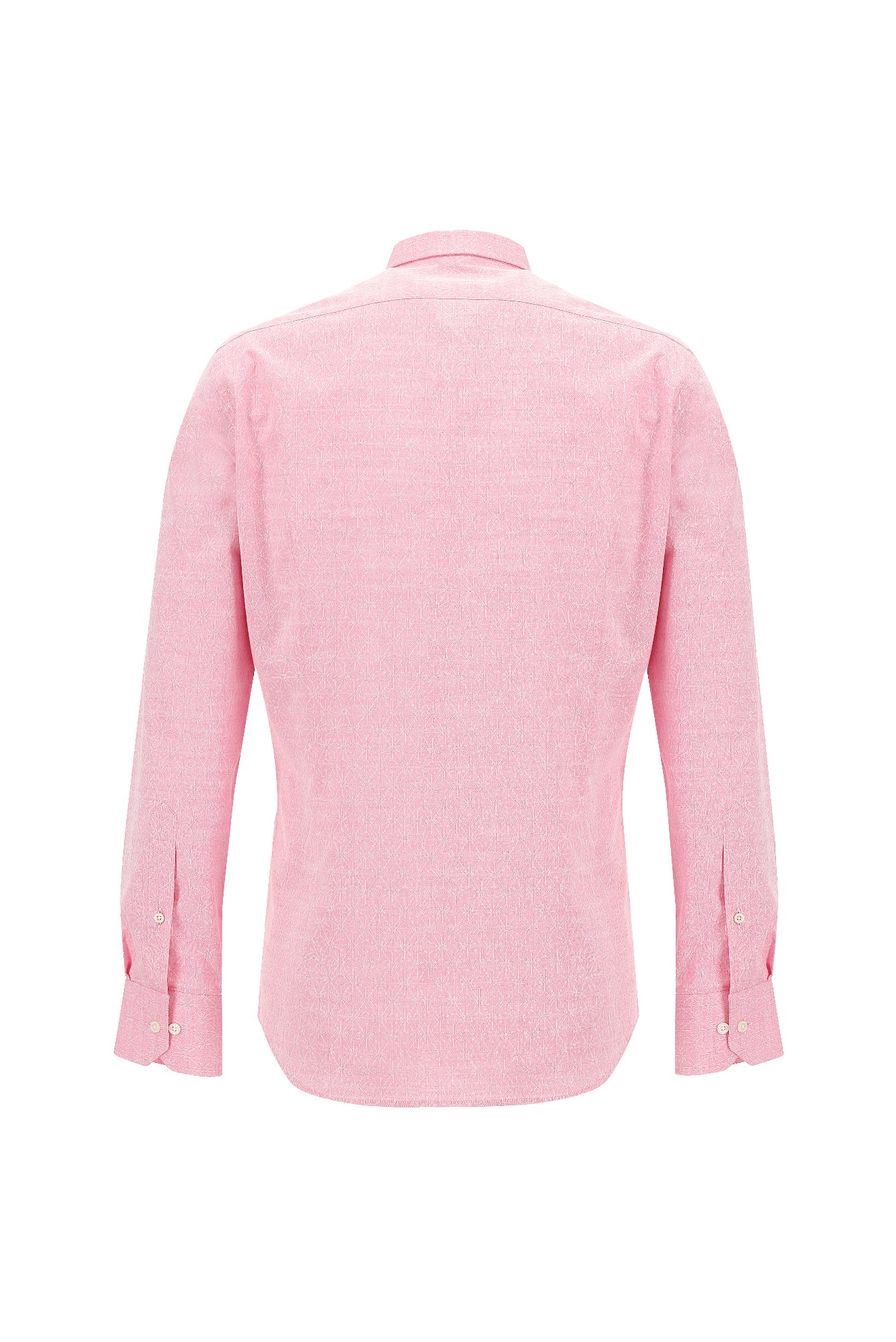 Şeker Pembe Uzun Kol Slim Fit Dar Kesim Desenli Pamuk Gömlek