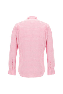 Şeker Pembe Uzun Kol Slim Fit Dar Kesim Desenli Pamuk Gömlek