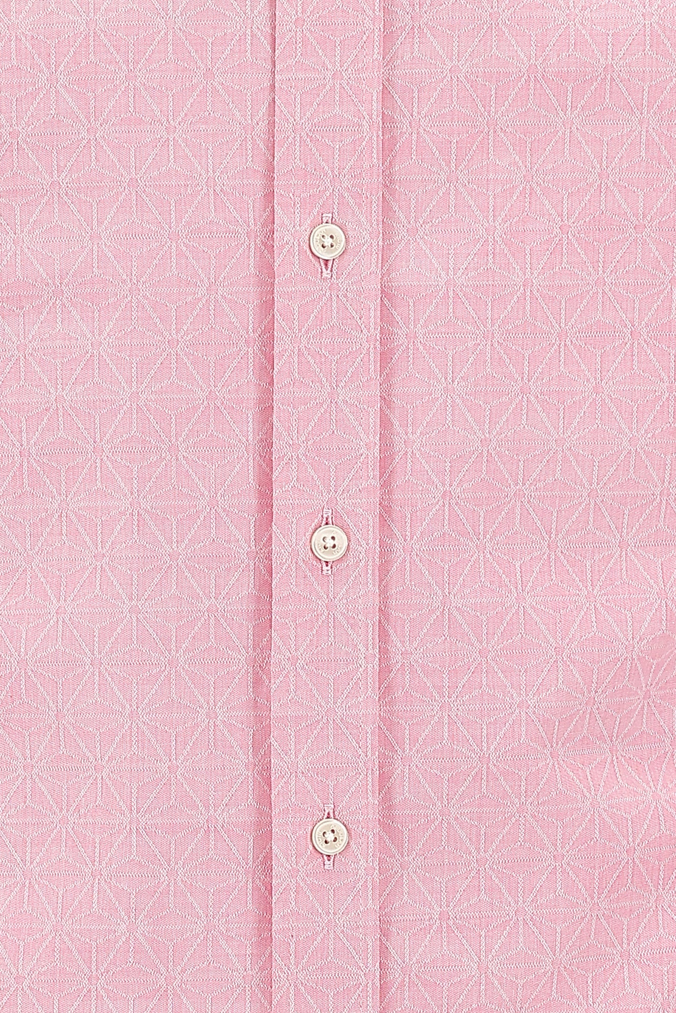 Şeker Pembe Uzun Kol Slim Fit Dar Kesim Desenli Pamuk Gömlek