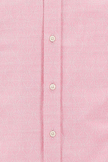 Şeker Pembe Uzun Kol Slim Fit Dar Kesim Desenli Pamuk Gömlek