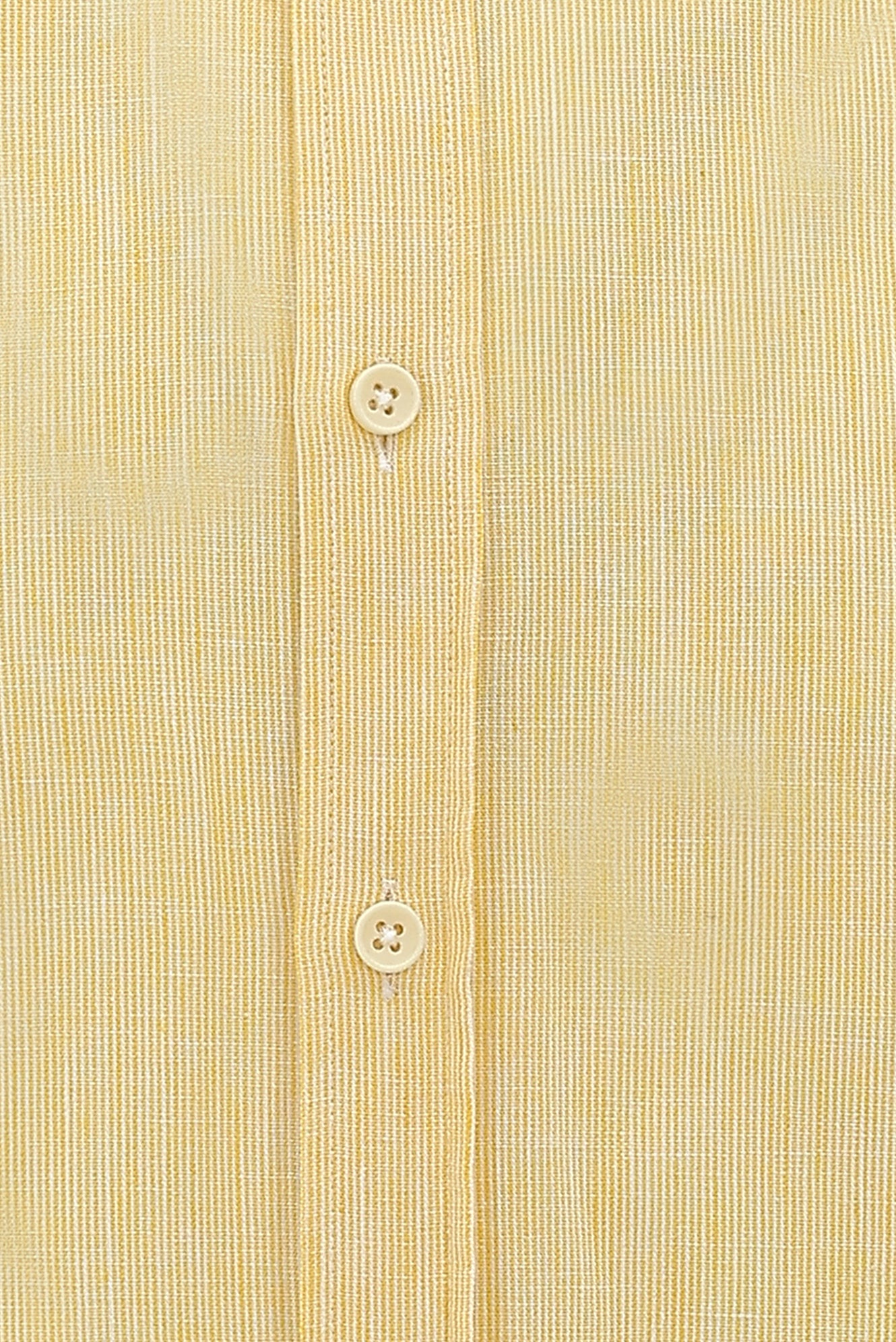 Limon Sarı Uzun Kol Slim Fit Dar Kesim Desenli Pamuklu Keten Gömlek