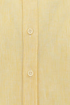 Limon Sarı Uzun Kol Slim Fit Dar Kesim Desenli Pamuklu Keten Gömlek