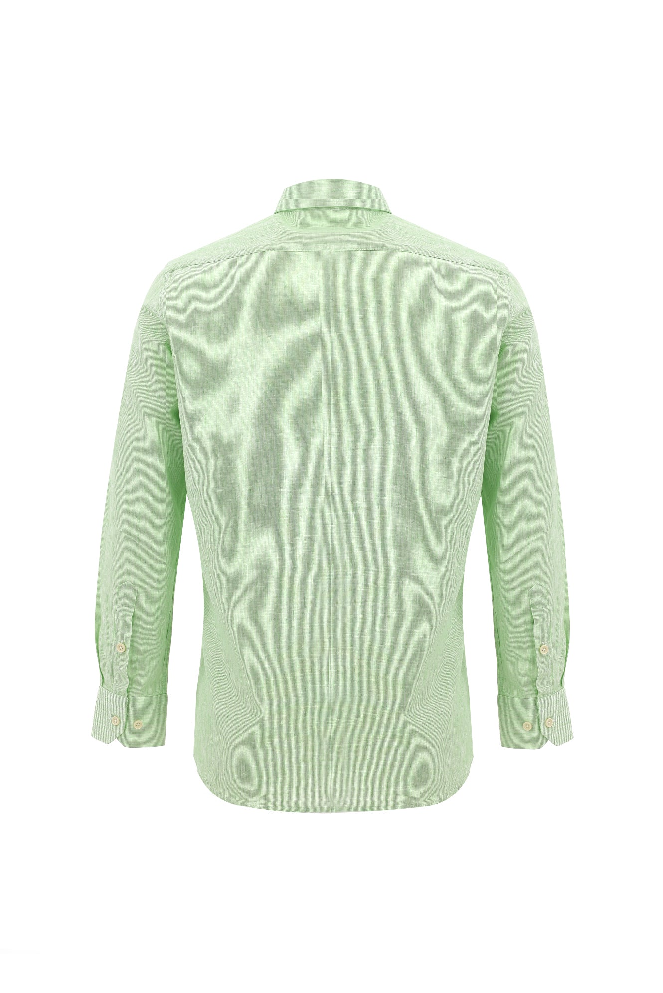 Mint Yeşili Uzun Kol Slim Fit Dar Kesim Desenli Keten Gömlek