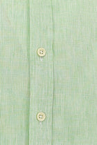 Mint Yeşili Uzun Kol Slim Fit Dar Kesim Desenli Keten Gömlek