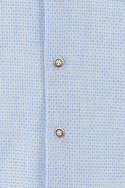 Uçuk Mavi Uzun Kol Slim Fit Dar Kesim Desenli Keten Gömlek