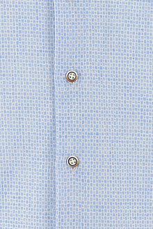 Uçuk Mavi Uzun Kol Slim Fit Dar Kesim Desenli Keten Gömlek