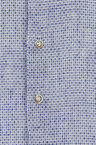 Mavi Uzun Kol Slim Fit Dar Kesim Desenli Pamuklu Keten Gömlek