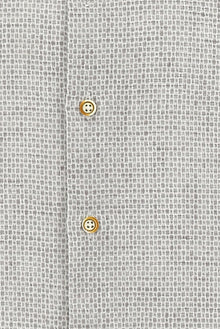 Koyu Bej Uzun Kol Slim Fit Dar Kesim Desenli Keten Karışımlı Gömlek