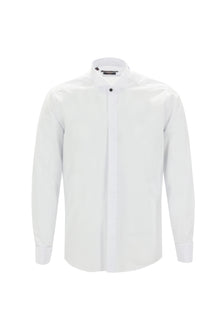 Beyaz Ata Yaka Slim Fit Dar Kesim Pamuk Gömlek