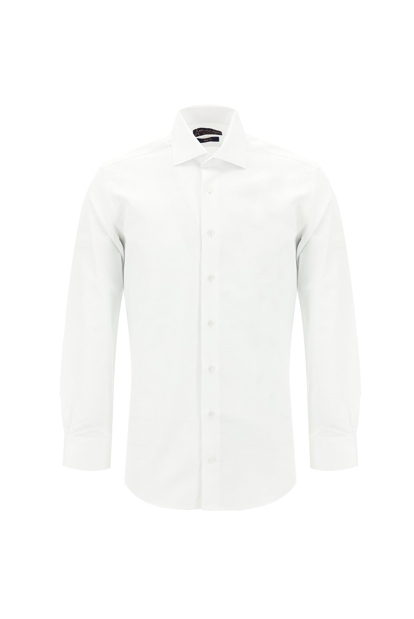 Beyaz Uzun Kol Slim Fit Dar Kesim Klasik Desenli Pamuk Gömlek